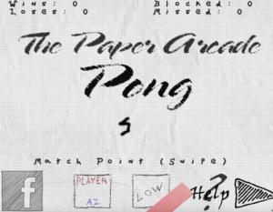 The Paper Arcade: Pong Cover